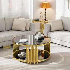 All India Decor Luxury Gold Round Coffee Table