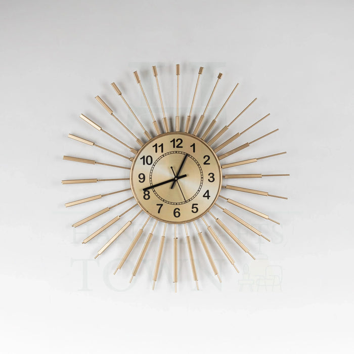 sun shape gold wall clock