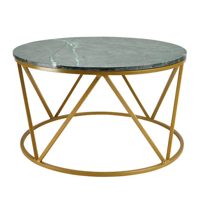 Round center table with green marble top 