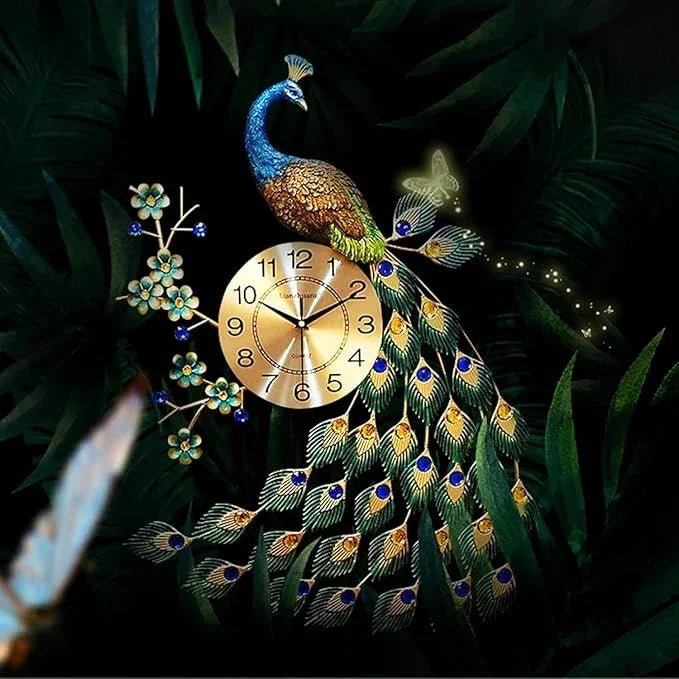 Handmade Peacock Wall Clock - All India Decor