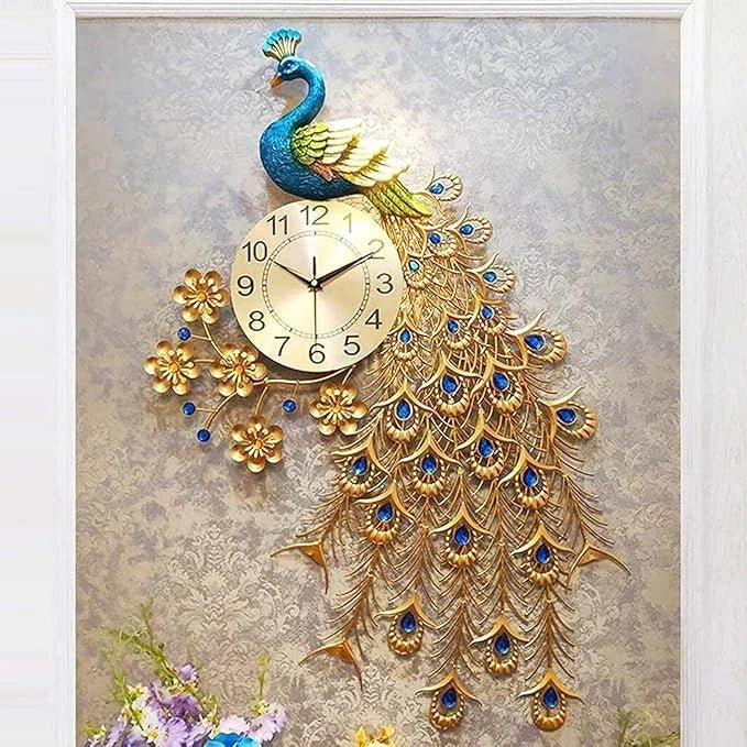 Handmade Peacock Wall Clock - All India Decor