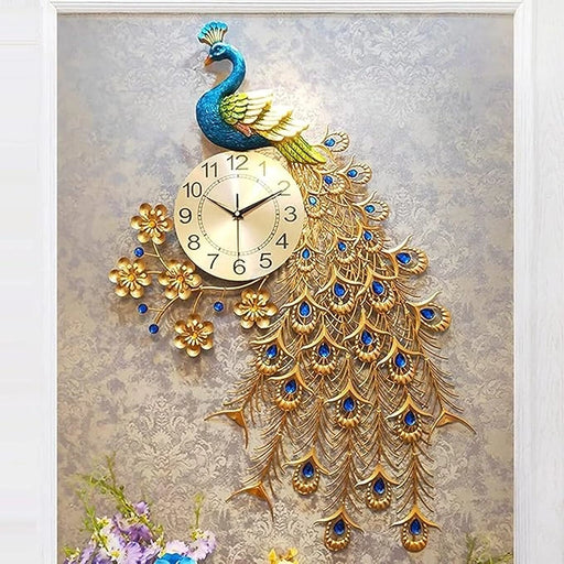 handmade peacock wall clock