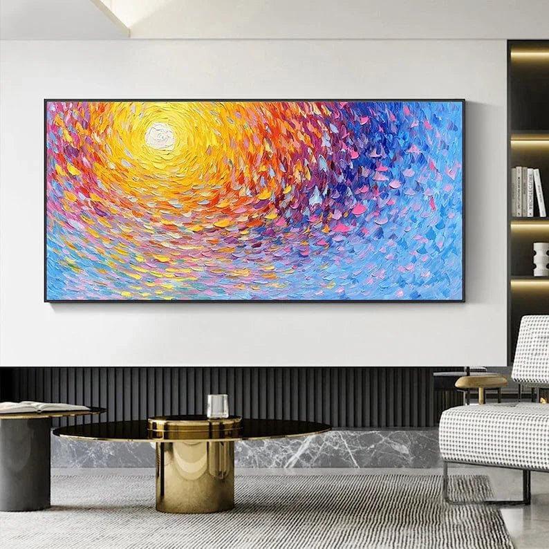 Large Abstract Sunset Seascape Canvas Wall Paintings - All India Decor