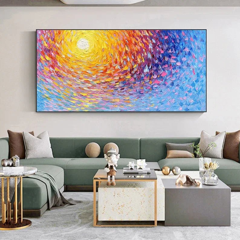 Large Abstract Sunset Seascape Canvas Wall Paintings - All India Decor