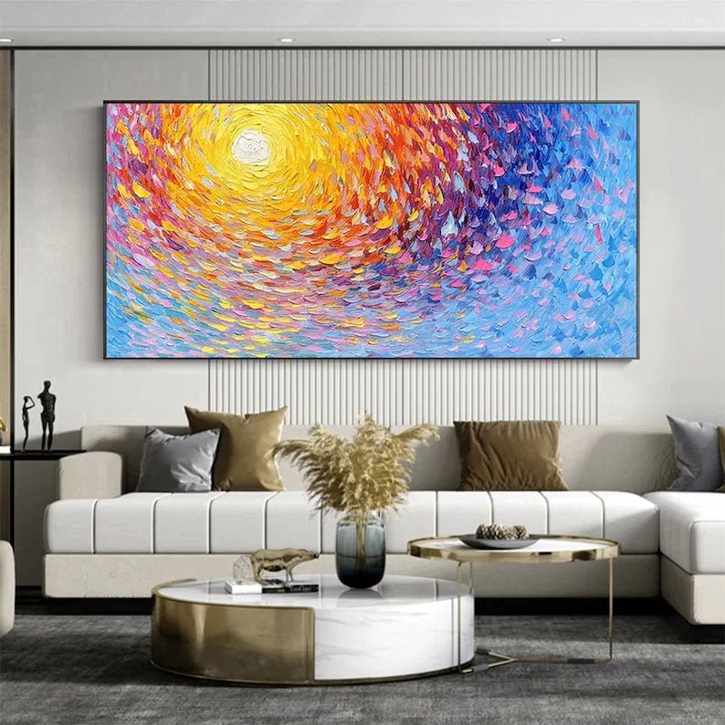 Large Abstract Sunset Seascape Canvas Wall Paintings - All India Decor