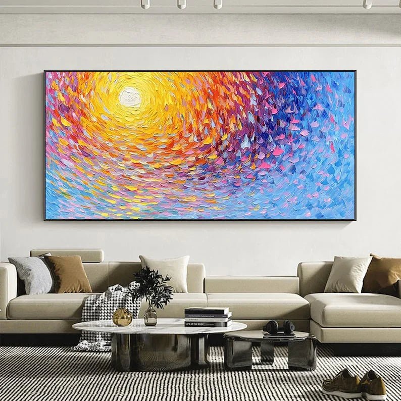 Large Abstract Sunset Seascape Canvas Wall Paintings - All India Decor