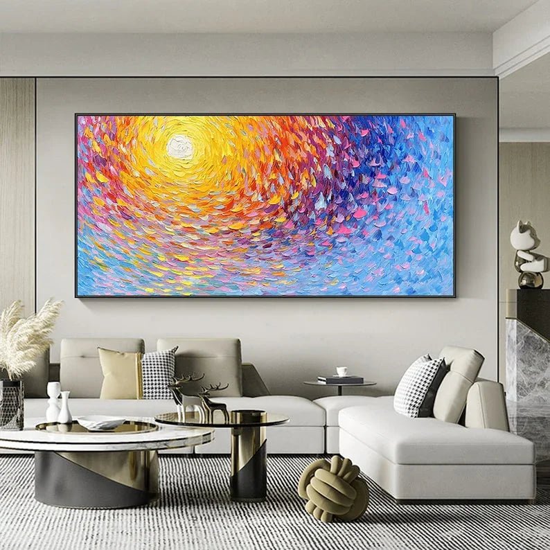 Large Abstract Sunset Seascape Canvas Wall Paintings - All India Decor