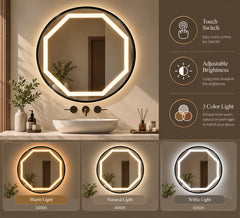 Anizoba Round Metal Wall LED Mirror