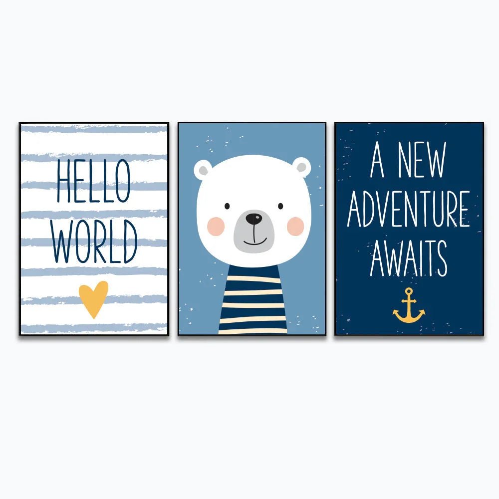 Set of 3 Girl Boy Baby Room Pictures Wall Art Décor - All India Decor
