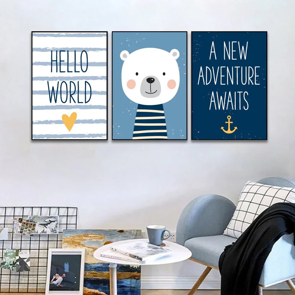 Set of 3 Girl Boy Baby Room Pictures Wall Art Décor - All India Decor