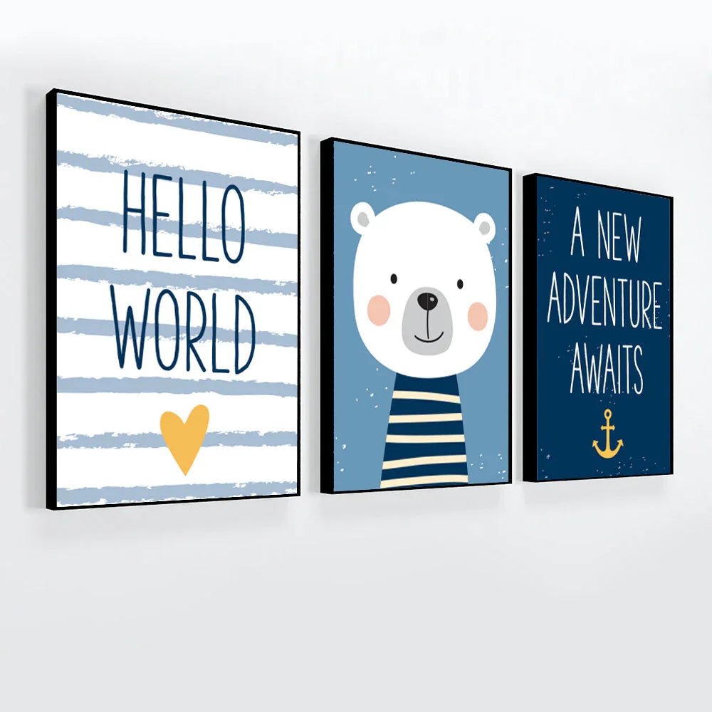 Set of 3 Girl Boy Baby Room Pictures Wall Art Décor - All India Decor