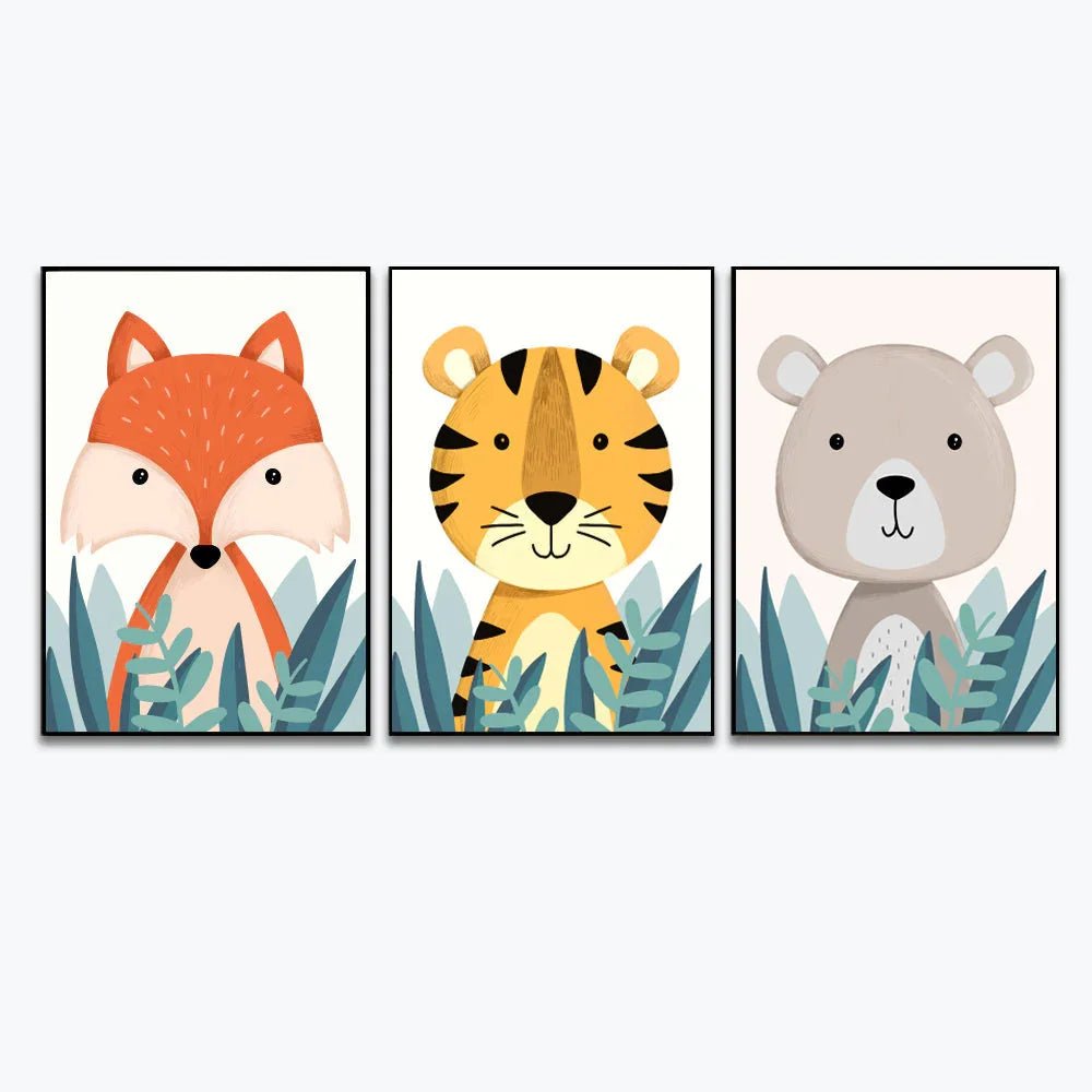 Little Jungle Friends Nursery Wall Art Set of 3 - All India Decor