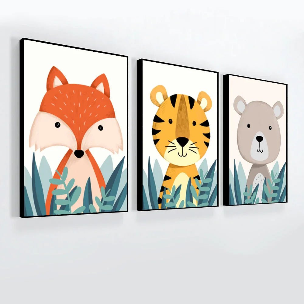 Little Jungle Friends Nursery Wall Art Set of 3 - All India Decor