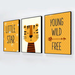 Quirky Litte Star Tiger Nursery Wall Art Set of 3