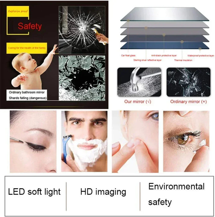 large round led mirror features
