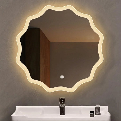 large round led mirror 