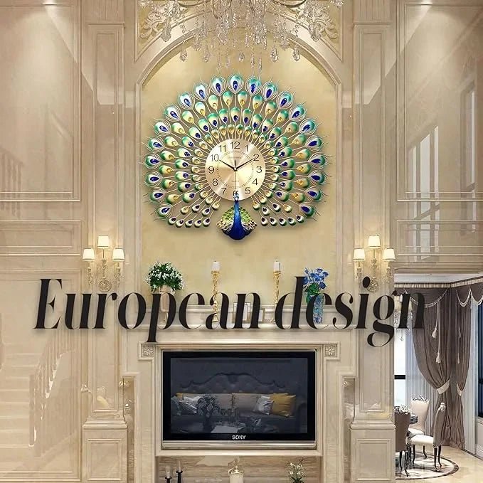Living Room Peacock Wall Clock - All India Decor