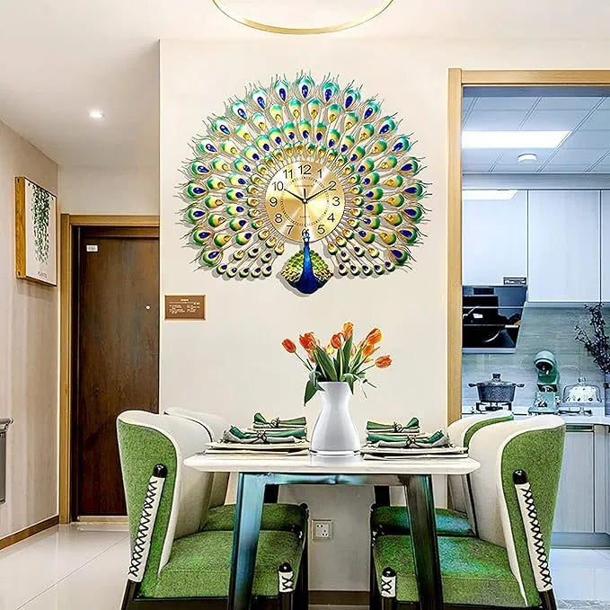 living room peacock wall clock styling