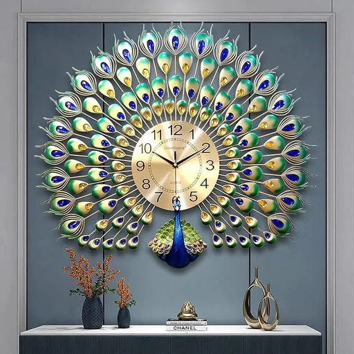 living room peacock wall clock