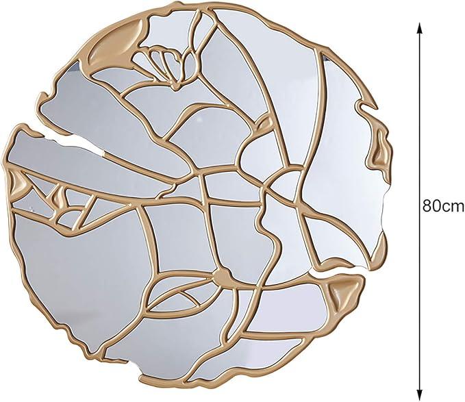 Decorative wall mirror with floral design and gold frame, size indicated.