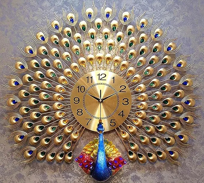 Luxury vintage peacock wall clock 