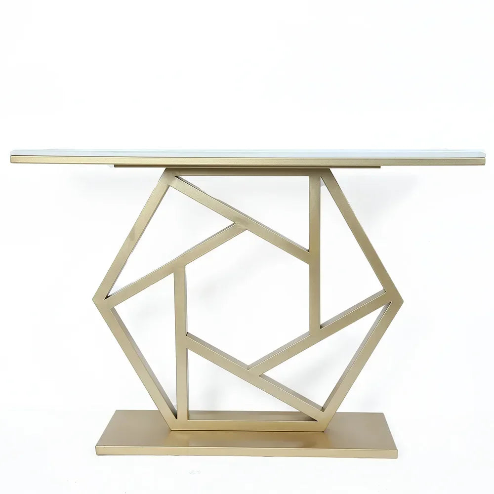 marble console table on white background