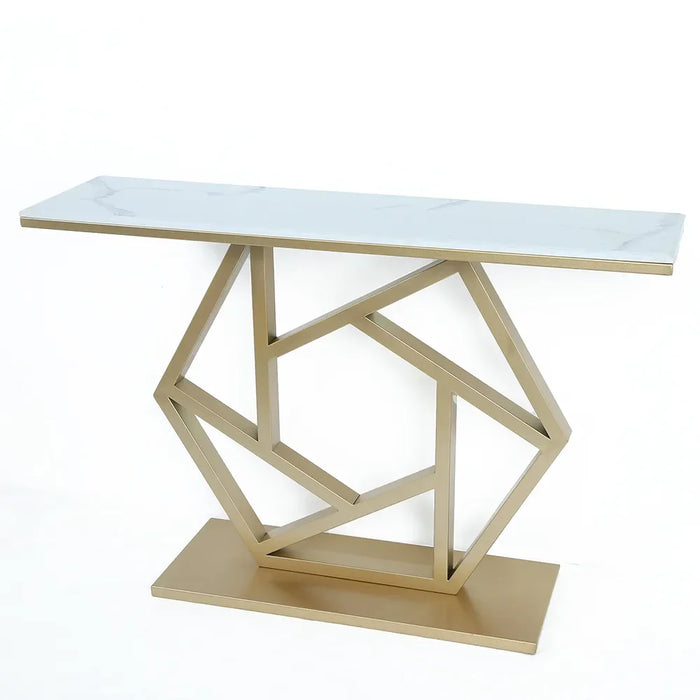 marble console table hexagonal design