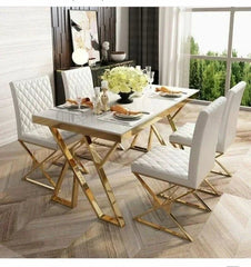 Feast Fiesta Marble Top Dining Table with Chair - All India Decor