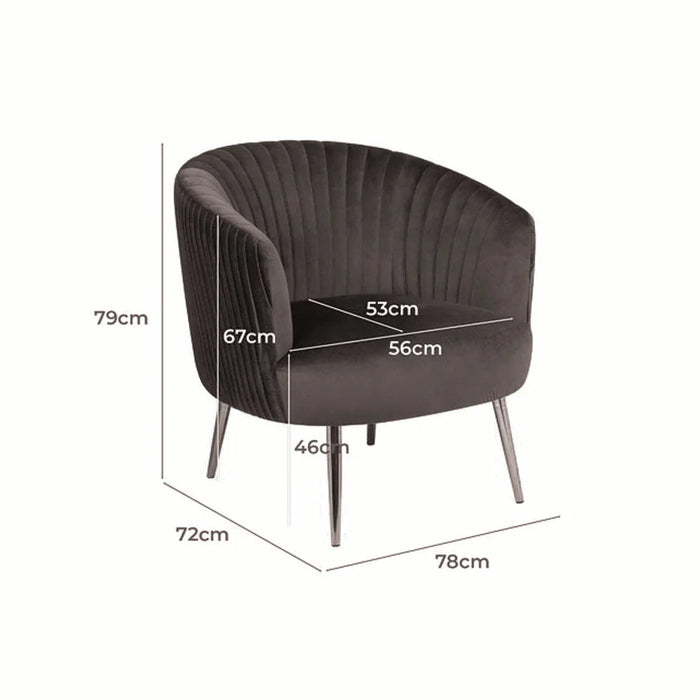 lounge chair with dimensions marked on a white background