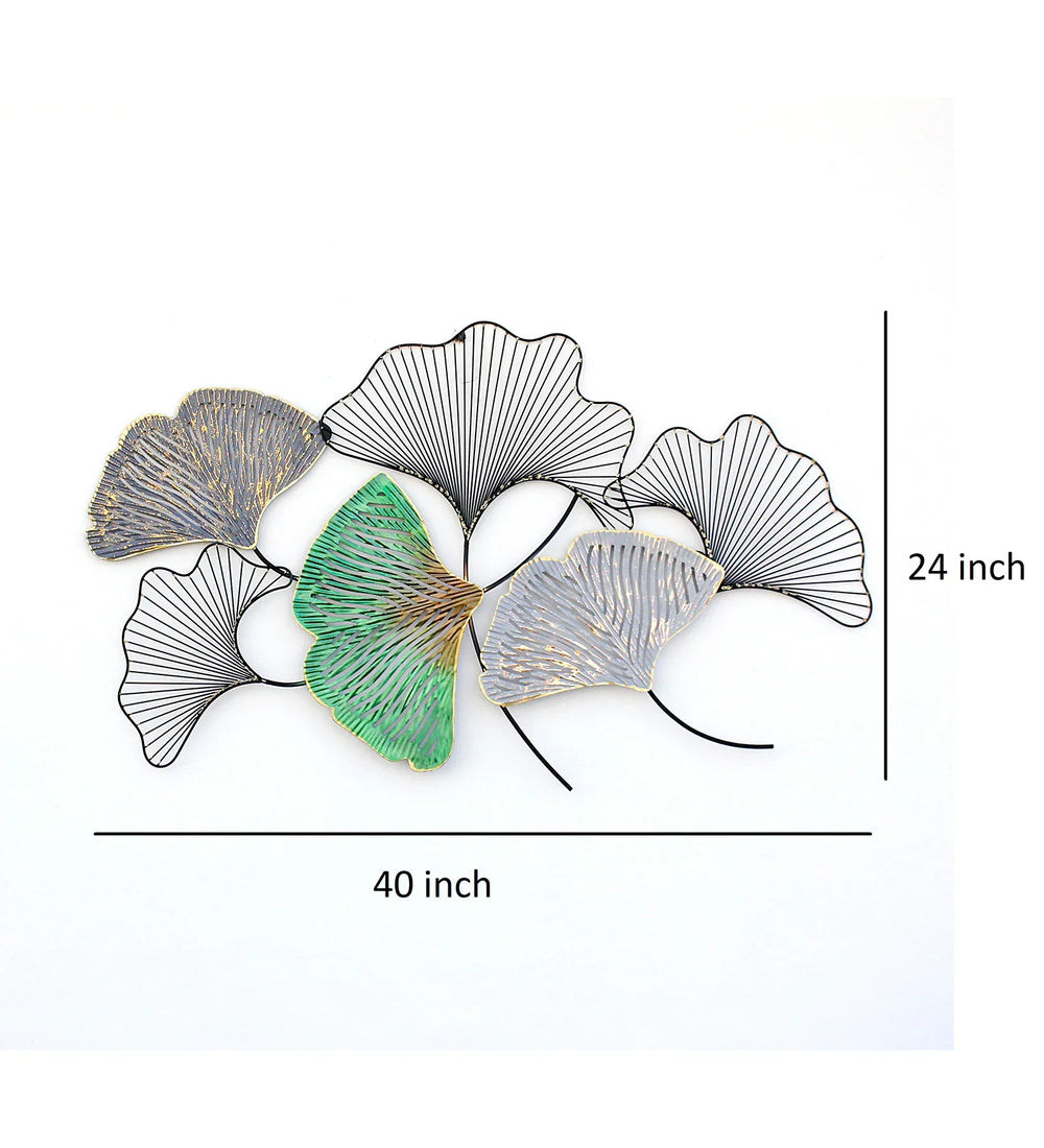 Metal Leaves Wall Art In Multicolour - All India Decor