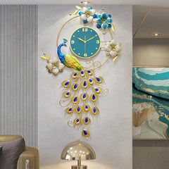Metal Peacock Wall Clock - All India Decor