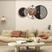 Modern wall clock with decorative design in a living room setting