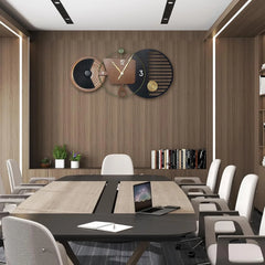 Modern Black & Brown Large Wall Clock - All India Decor