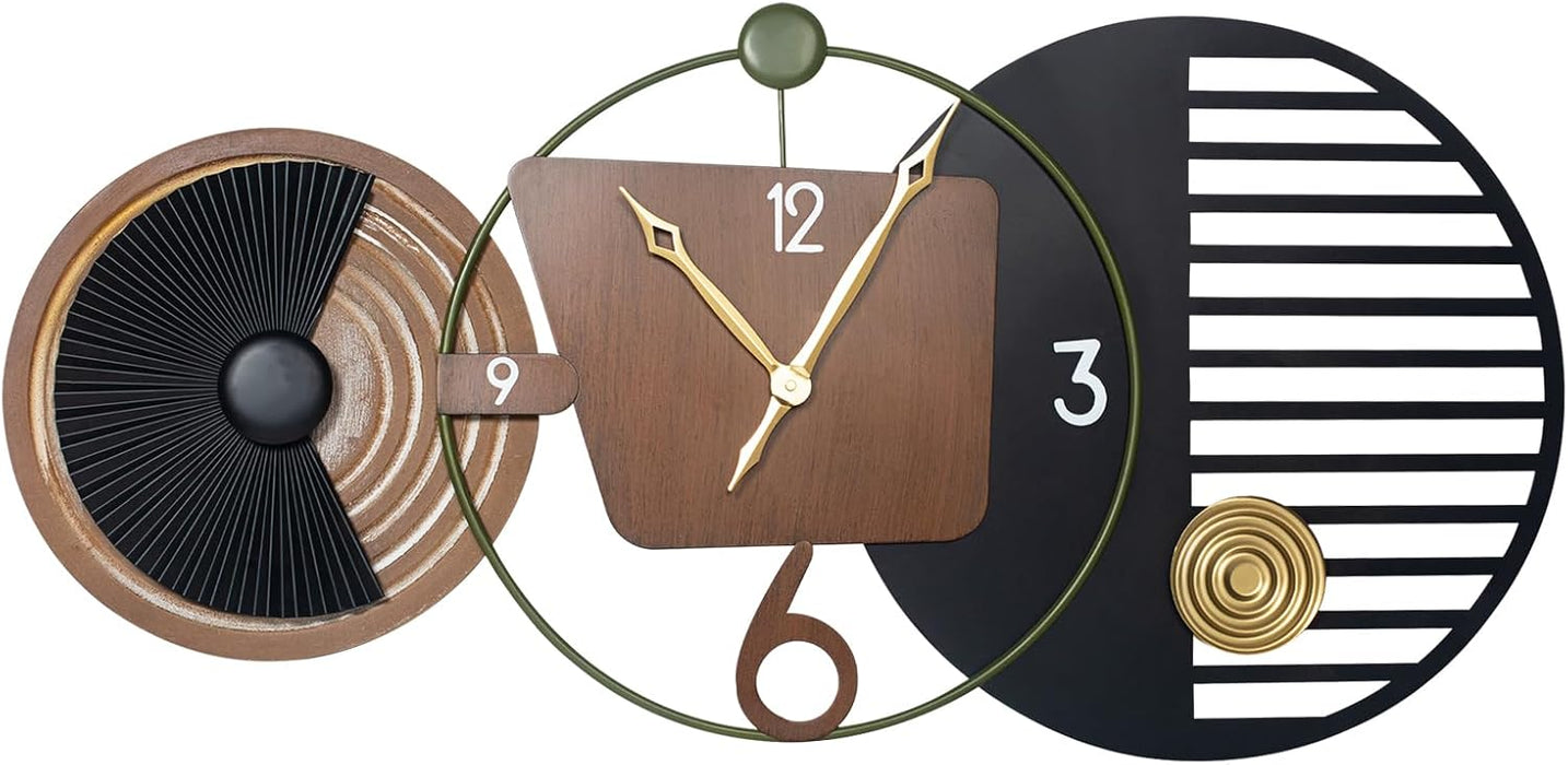 Modern wall clock with geometric design on a white background