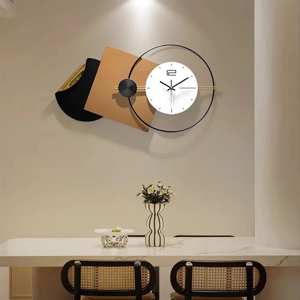 Modern Black & Brown Wall Clock - All India Decor
