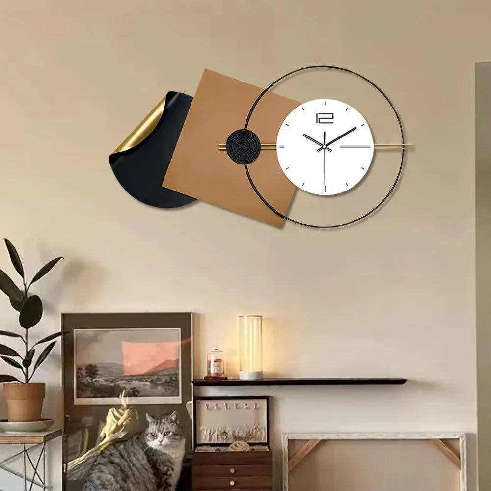 Modern Black & Brown Wall Clock - All India Decor