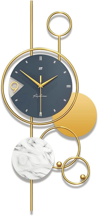 Decorative wall clock with gold and marble design elements on a white background