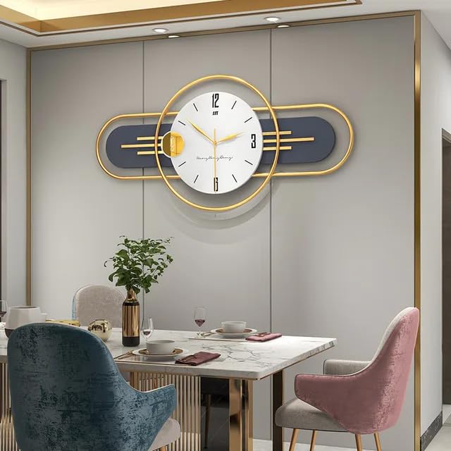 Decorative wall clock in a modern dining room setting