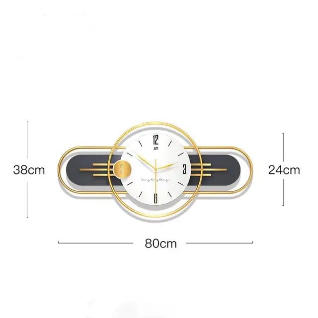 Wall clock with dimensions indicated on a white background