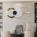 Modern office interior with a stylish wall clock and office furniture.