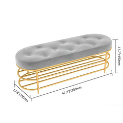 All India Decor Modern Upholstered Gray Velvet Bench with Shoe Storage