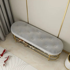 All India Decor Modern Upholstered Gray Velvet Bench with Shoe Storage
