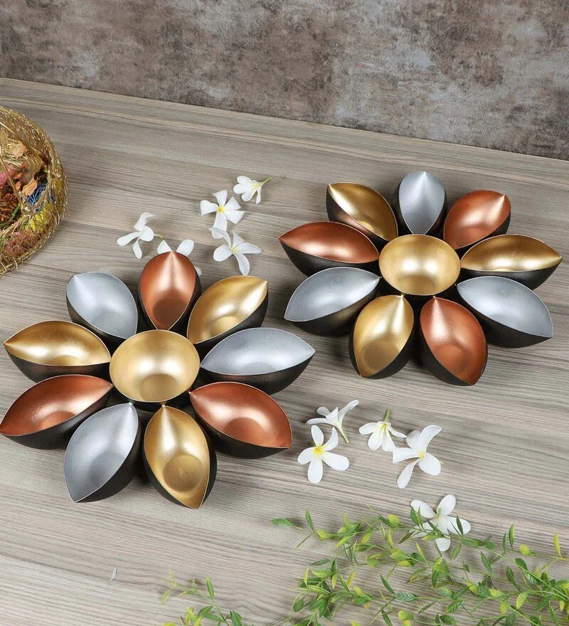 Multicolour Iron Metal Urli Set of 2 - All India Decor