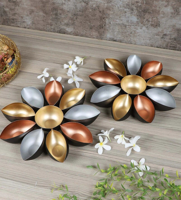 Multicolour Iron Metal Urli Set of 2