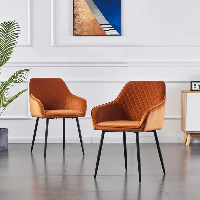 Mustard Diamond Cut Design Accent Chair