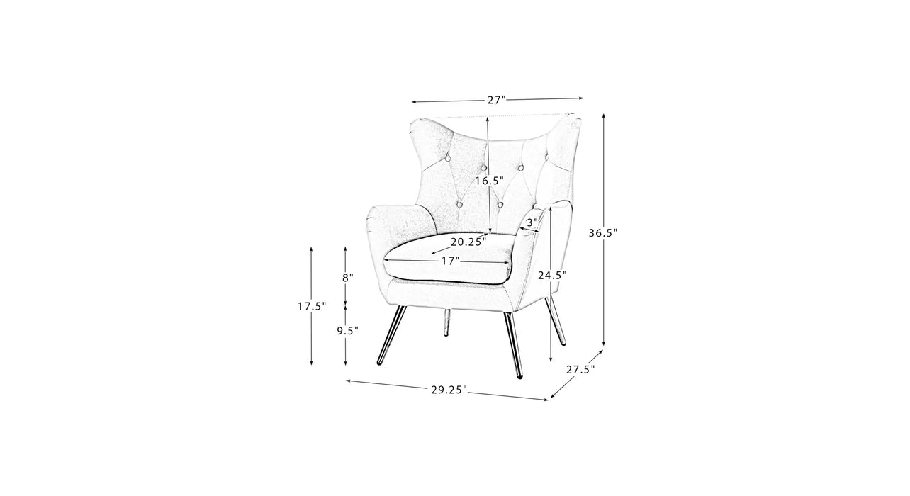 Measurement chart of a chair with dimensions labeled