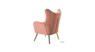 Pink armchair with gold legs on a white background