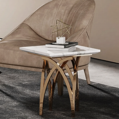 All India Decor Premium Side Table - Luxury Sofa End Table (Gold Pvd)