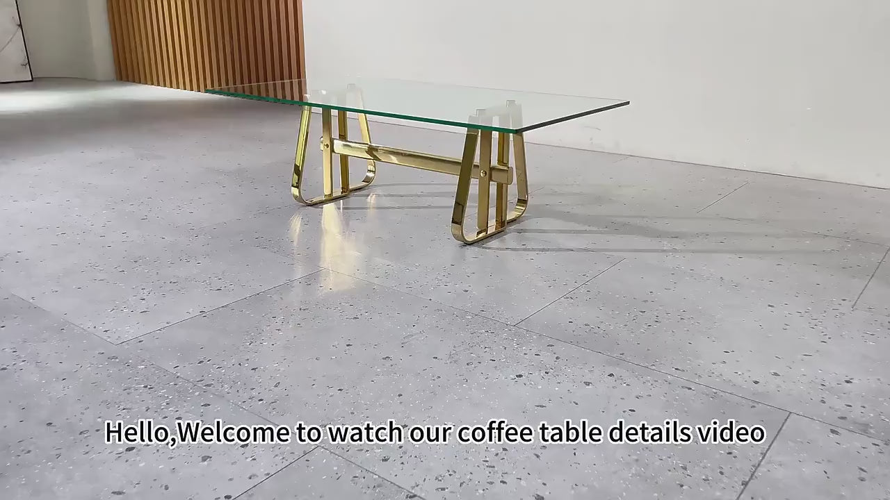 All India Decor Gold Pvd Coffee Table with Glass Top
