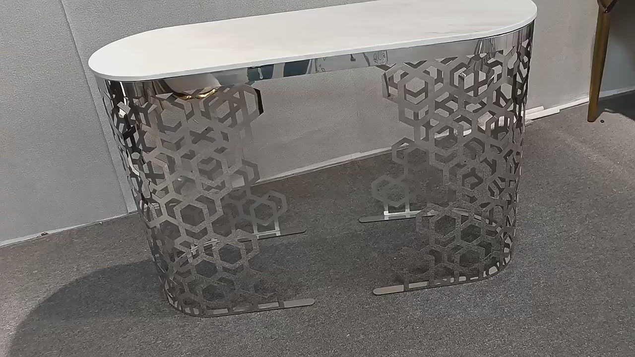All India Decor Modern Luxury Console Table with Marble